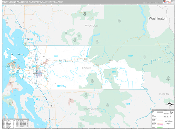 Mount Vernon-Anacortes, WA Metro Area Wall Map